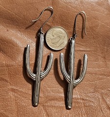 Vintage 2″ Handcrafted Sterling 925 Saguaro Cactus Pierced Earrings