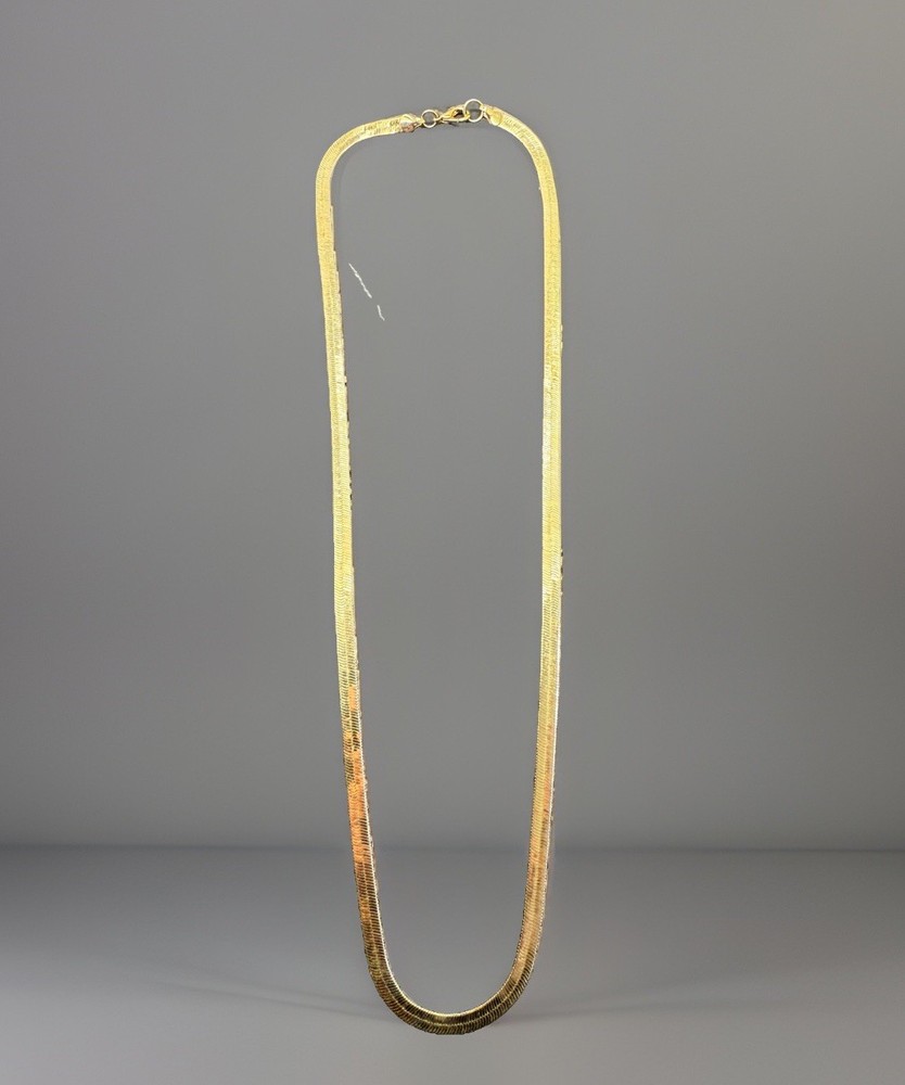 Vintage gold plated gold tone 22 inch 4.7 mm flat herringbone necklace. O7