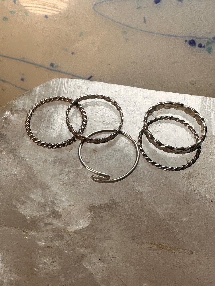 Stacker ring 5 slender bands size 5.50 sterling silver women girls