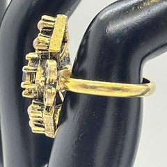Sarah Coventry Ring Size 7 Faux Pearls And Amethyst Gold Tone Adjustable Band