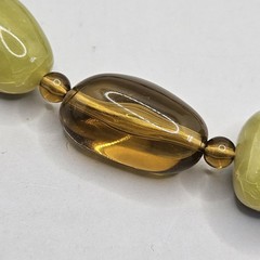 Lucite Links Chain Necklace Root Beer Glass Stone Acrylic Beaded Chunky Jewelry