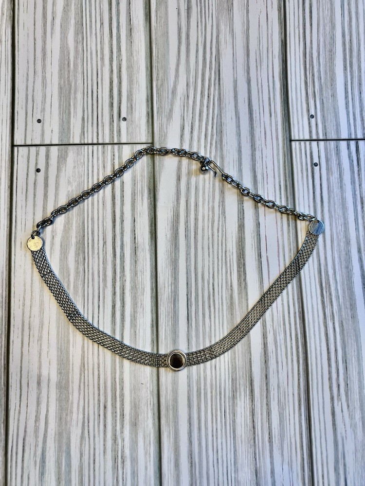 Vintage Silver Tone Choker Necklace Adjustable 14” Max Length