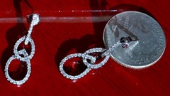 14k white gold earrings 0.45ct natural diamond 1.12″ teardrop dangle 3.54g N3777