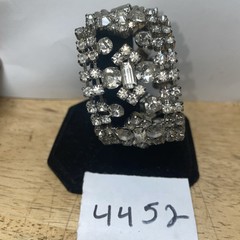 Vintage Mid Century Rhinestone 5 Row Bracelet Silver-Tone 7.5″ (FC110-1Q4452