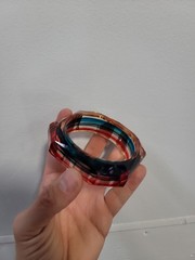 Vintage Bangle Bracelet Rainbow Punk Resin New Wave Jewelry