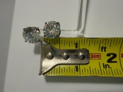 Vintage Round Genuine CZ Stud Earrings Set in Sterling Silver Post 1/2 inch each