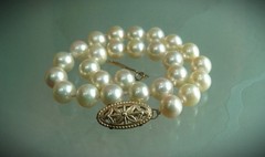 GORGEOUS MIKIMOTO BLUE LAGOON BL 14K 585 CULTURED OCEAN AKOYA PEARL BRACELET!