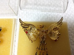 Vintage Dragon, Phoenix, & Filigree Brooch/Pendant Set Gold Tone 3D Asian Style