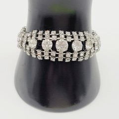 La Rel Rhinestone Clear Sparkling Wide Multi Stone Fancy Dress Vintage Bracelet