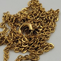 Vintage Red Cubic Zirconia Pendant Necklace Gold Tone 18″