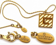 Authentic Givenchy Gold Tone Square Enamel Geometic Pendant PreOwn Excellent