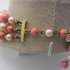 Vintage Beaded Necklace Layered Pink Japan 15 inch