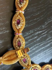 Rare Outstanding Vintage HOBE Set Necklace Bracelet Earrings Amethyst Gold Mesh