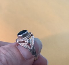 RING Black Onyx Oval Stone Unique Setting Sterling Silver 925 Jewelry Size 5.5
