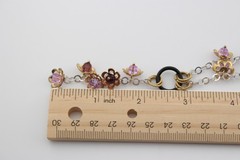 Sterling silver and gold over silver Y drop style necklace purple crystals 19″