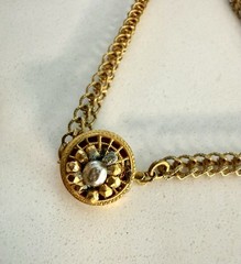 Unique Miriam Haskell Gold Tone Oval Locket Pendant Necklace Turquoise Signed