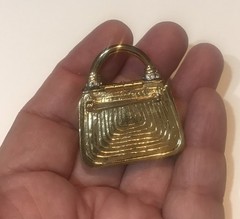St John Brooch Purse Handbag Pin Rhinestones Gold Plated FAB Opens FUN to Wear