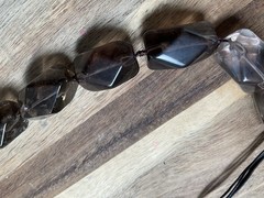 Vintage Smoky Quartz Chunky Necklace Black Cord 925 Clasp