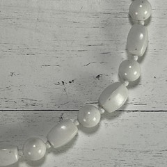 Vintage White Lucite Beaded Necklace 1970s-1980s Costume Jewelry