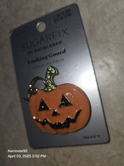 SUGARFIX by BaubleBar Looking Gourd Pumpkin Halloween Enameled Brooch Pin New!