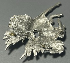 Vintage JJ Jonette Brooch Pewter Horse Pegasus Purple Glitter 3.5 Inches