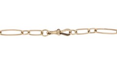 Antique 9K Rose Gold Watch Chain Dog Clip T Bar Trombone Paperclip Link 24g