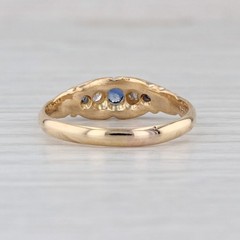 Antique 0.28ctw Sapphire Diamond Ornate Ring 18k Yellow Gold Size 9