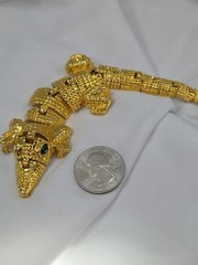 Vintage Alligator Crocodile reptile gold tone Brooch unsigned 6.5″