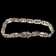 Sterling Silver 925 Marcasite Hinged Links Bracelet 21 gr Vintage 7.5″