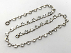 Art Deco 1920s Necklace Sterling Silver Rhinestone Crystal Open Back Bezel 16.5″