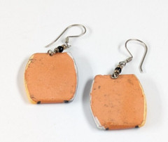 Vintage Painted Southwestern Style Clay Pottery Drop Pierced 2.5″ Earrings