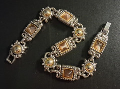 Vintage Premier Designs Bronze Boho Jewelry Bracelet 8″ Long Marked Crown