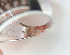 Large Sterling Silver 925 Pink MOP White Topaz Statement Ring Size 7