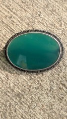 Art Deco Sterling Marcasite and Chrysoprase Brooch pin signed Germany Sterling