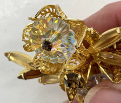 Juliana Delizza Elster Gold Tone Topaz Margarita Navette Brooch Earring Set