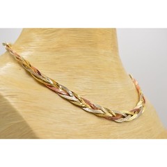 Vintage Multi-Chain Necklace Silver Gold Bronze Braided Chain NOS 1980s Bin3A