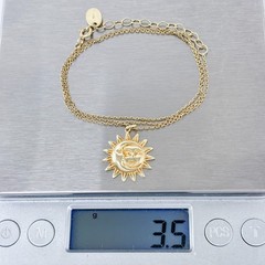 Vintage Gold-Tone Sterling Silver 925 Sun Face Pendant Necklace 16″-18″