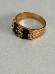 Vintage Men’s Black Onyx Style Gold Tone Ring Cubic Zirconia Size 12 Classic