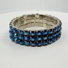Gothic Blue Aurora Borealis Rhinestone Chunky Stretch Bracelet Gift