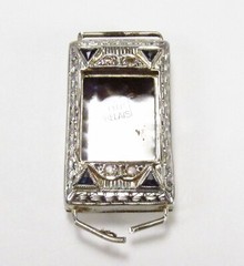 Antique 1930s Belais NY USA 18K White Gold Sapphire Diamond Ladies Watch Case