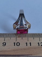 Old Vintage Soviet Union Silver 875 Ring USSR Red Stone Ruby Size US 7 (17 mm)