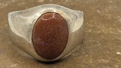 VINTAGE GOLDSTONE Sterling Silver 925 Band RING Sz 6.75