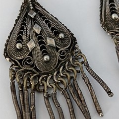 VTG Stanetzky Earrings Israel Sterling Silver Filigree Yemenite Chandelier Boho