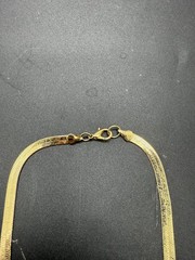 Vintage gold plated gold tone 22 inch 4.7 mm flat herringbone necklace. O7