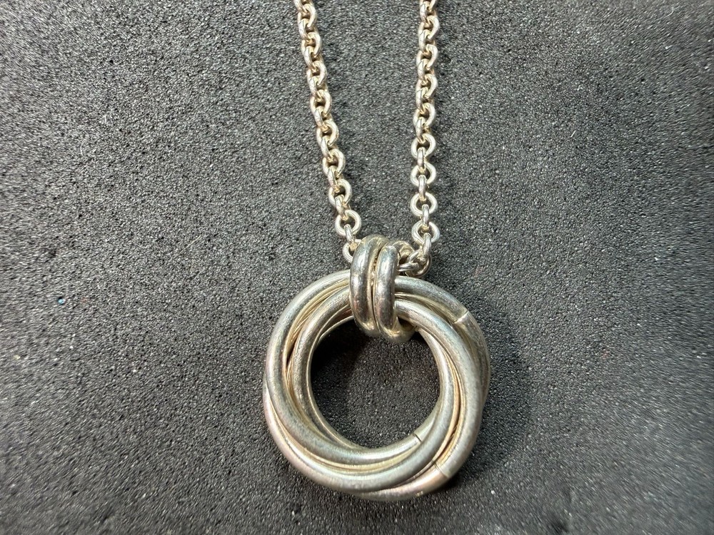 7.99g Vintage Sterling Silver 925 Circular Link Pendant Chain Necklace 28 in M