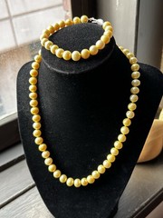 Vintage Sterling Silver Freshwater Pearl 18″ Necklace Bracelet SET 925 Cultured