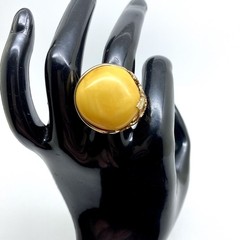 Amber Ring Handmade Natural Baltic Jewelry Handcrafted Piece Statement for Women