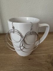 Vintage Sterling Silver Multi Hoop Cascada Dangle Hook Earrings, 3 in Metal