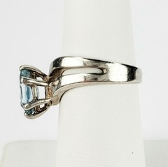 Baby Blue Topaz Marquise Cut Solitaire Sterling Silver Cocktail Ring Size 5.75