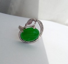 Vintage Ring Nephritie stone Sterling Silver 916 Star USSR times Jewelry size 9